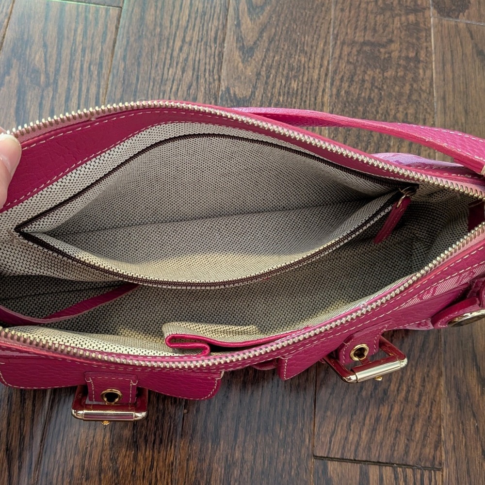 Vintage Dooney & Bourke Pink Y2K DB Monogram Canvas Leather Buckle Shoulder Bag - Picture 16 of 16